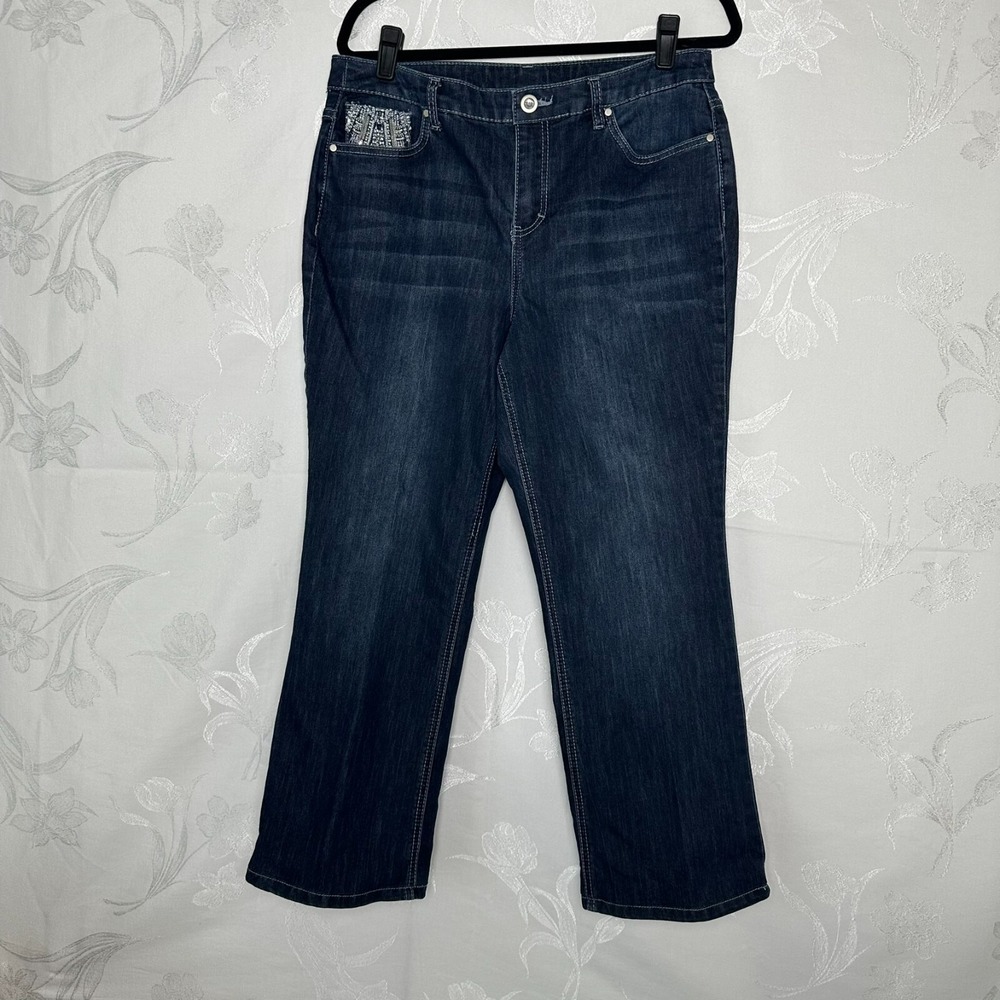 Christopher Banks Size-12P Denim Jeans Blue Stretch Embellished Pockets - Picture 1 of 15